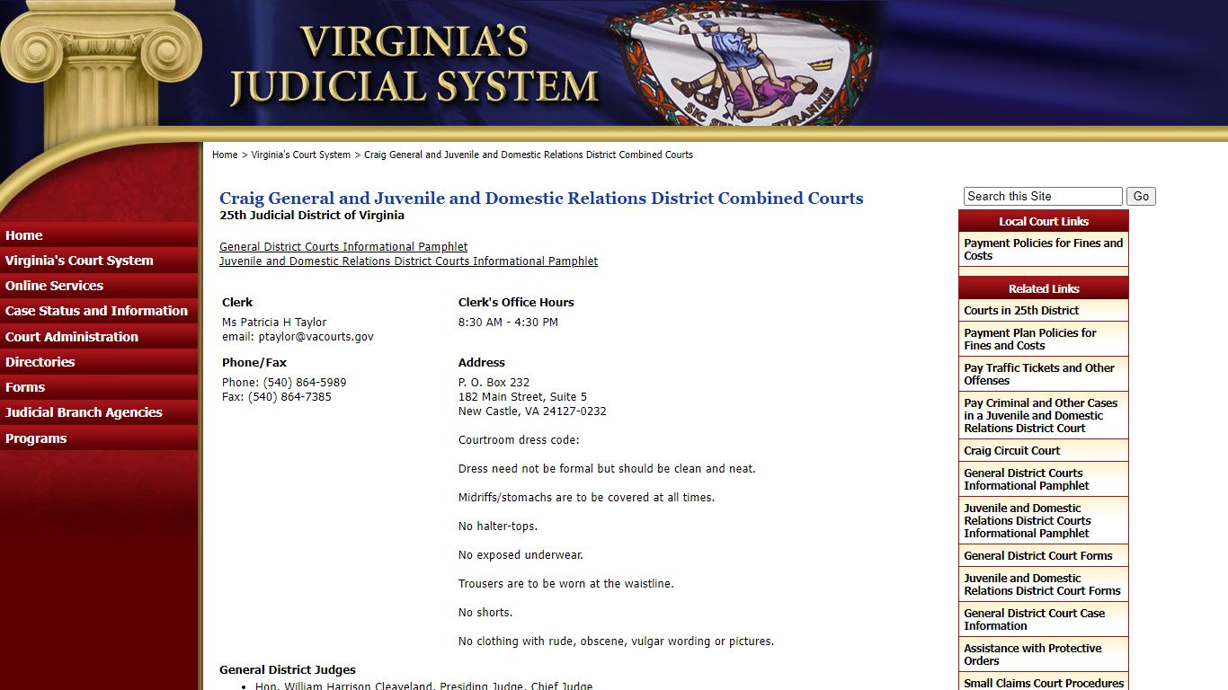 Craig General and Juvenile and Domestic Relations District Combined Courts